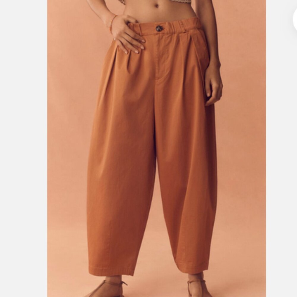 Anthropologie Tan Wide-Leg Pants - Picture 2 of 5